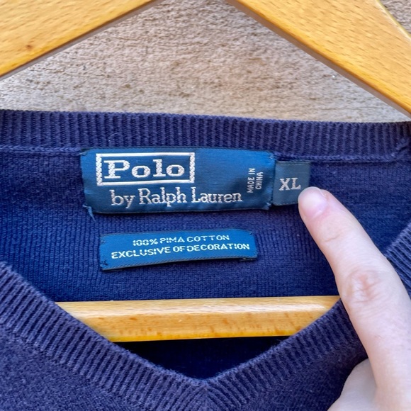 Polo Ralph Lauren 100% Cotton V-neck Sweater Size XL - Picture 4 of 5